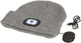 Black Beanie with Bluetooth® Speakers and LED Torch