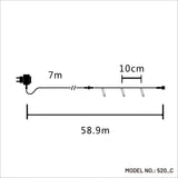 51.9m 520 LED Fairy Light Chain - Clear Cable (Various Colours)