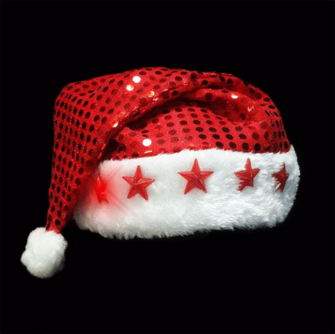 Flashing Santa Sequin Hat