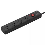 PB4KS-BK Arlec 4 Outlet Black Surge Protected Powerboard with Master Switch