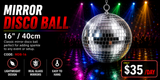 Hire - 16" (40cm) Silver Mirror Disco Ball
