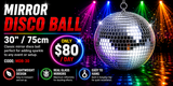 Hire - 30" (75cm) Silver Mirror Disco Ball
