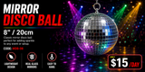 Hire - 8" (20cm) Silver Mirror Disco Ball