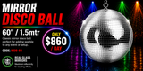 Hire - 60" (150cm) Silver Mirror Disco Ball