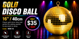 Hire - 16" (40cm) Gold Mirror Disco Ball