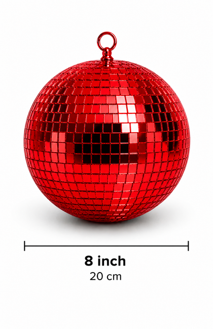 Hire - 8" (20cm) Red Mirror Disco Ball
