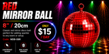 Hire - 8" (20cm) Red Mirror Disco Ball
