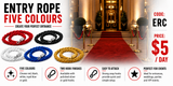 Hire - Event Ropes Red, Gold, Black, White, Blue