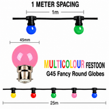 HIRE - Festoon 25m MULTICOLOURED Globes