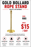 Hire - Gold Rope Bollard Stands