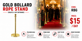 Hire - Gold Rope Bollard Stands