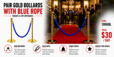 Hire - Gold Rope Stands with Blue Rope