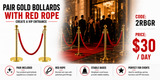 Hire - Gold Rope Stands with Red Rope