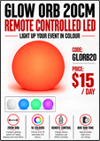 Hire - Glow LED Orb 20cm