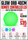 Hire - Glow LED Orb 40cm