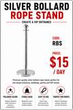 Hire - Silver Rope Bollard Stands
