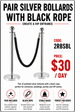 Hire - Silver Rope Stands with Black Rope