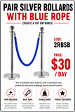 Hire - Silver Rope Stands with Blue Rope