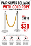 Hire - Silver Rope Stands with Gold Rope