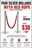 Hire - Silver Rope Stands with Red Rope