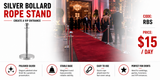 Hire - Silver Rope Bollard Stands