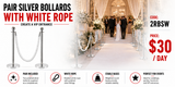 Hire - Silver Rope Stands with White Rope