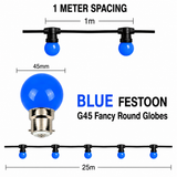HIRE - Festoon 25m BLUE Globes