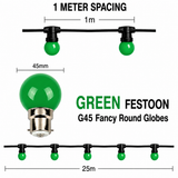 HIRE - Festoon 25m GREEN Globes