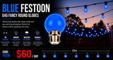 HIRE - Festoon 25m BLUE Globes