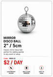 Hire - 2" (5cm) Silver Mirror Disco Ball