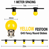 HIRE - Festoon 25m YELLOW Globes