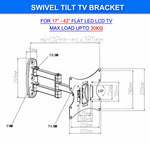 DA-LCD603  Full Motion TV Wall Bracket 17-42" 30kg Capacity