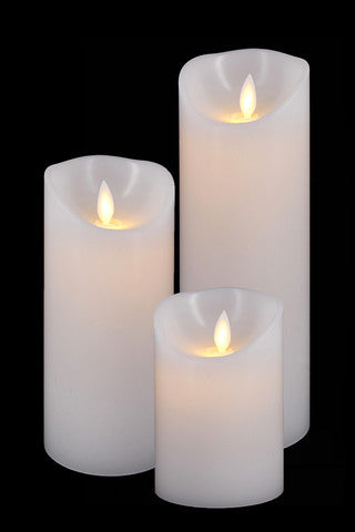 Moving Flame Real Wax LED Candle - Set x 3