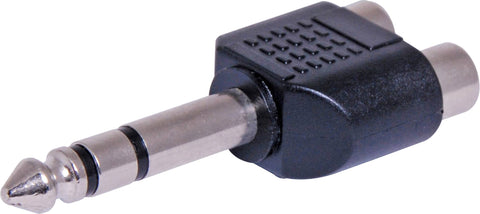 P0374 - 2 RCA Female To 6.35 Stereo Plug Adapter