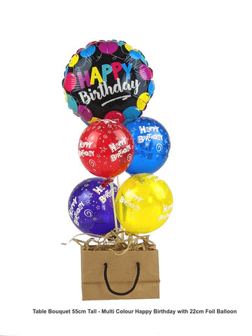 iBALLOONS - "Happy Birthday" (Multi Colour) Table Bouquet 55cm