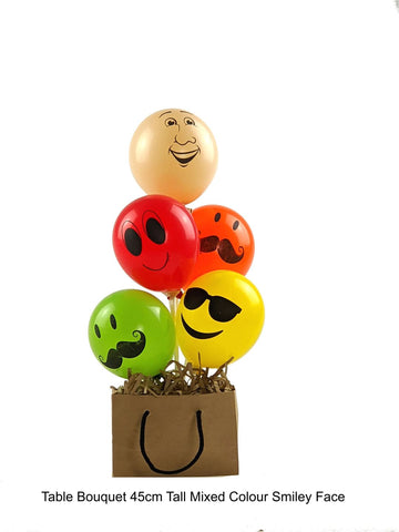iBALLOONS - "Mixed Coloured Smiley Face" Table Bouquet 45cm