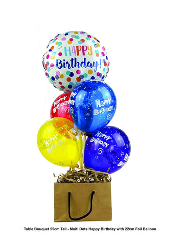 iBALLOONS - "Happy Birthday" (Dots) Table Bouquet 55cm