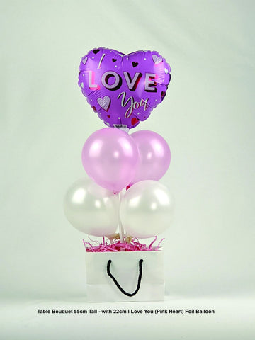 iBALLOONS - "I Love You" (Pink Heart) Table Bouquet 55cm
