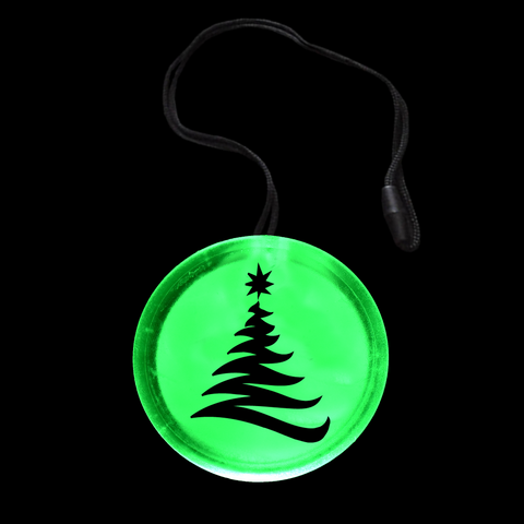 Flashing Circle Pendant Necklace - Christmas Tree
